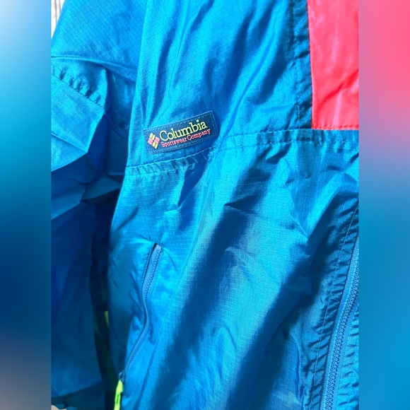 💙 90s Retro! Columbia Tracksuit Color Block Full Zip Neon Supreme Windbreaker - Picture 3 of 15